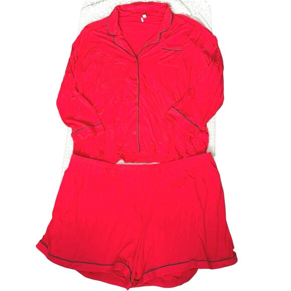 Nordstrom Pajama Set Red Green Trim Christmas PJs Shorts Women’s Size 3XL - Picture 1 of 8